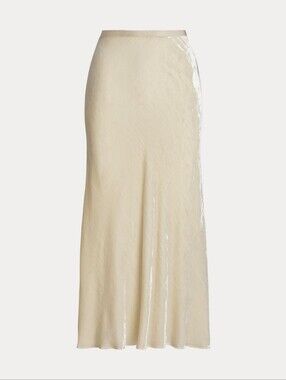 Ralph Lauren Cream Velvet Bias-Cut Skirt
